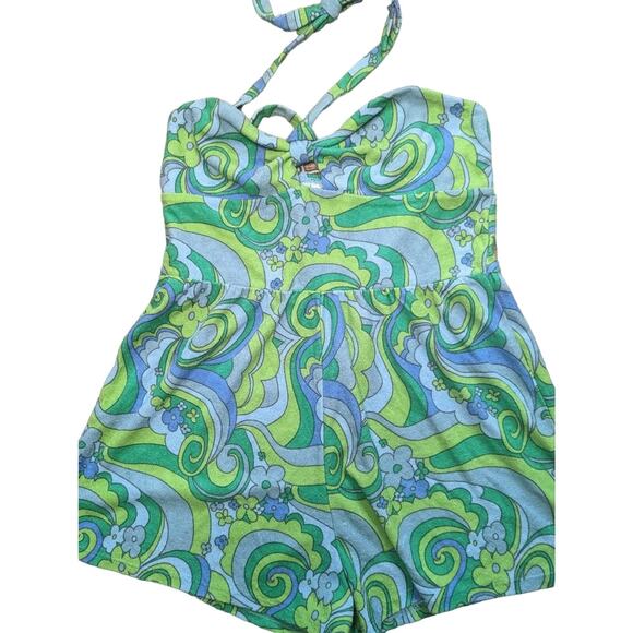 NEW Wild Fable Blue/GreenTerry Cloth Romper Shorts size L - Picture 6 of 6